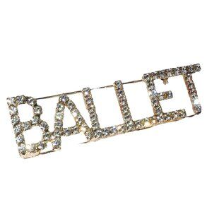 Vintage 'BALLET' Clear Rhinestones Silver 3.25" Brooch Pin